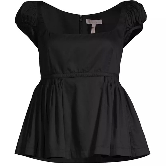 Rebecca Taylor Puff Sleeve Black Blouse. New With Tags. - Picture 5 of 12